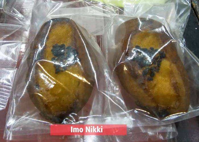 Imo nikki, a sweet potato and cinnamon treat, wrapped in plastic for sale.